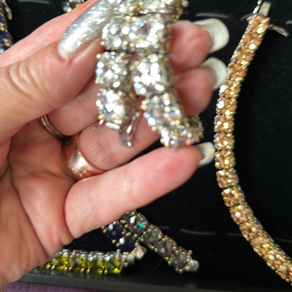 Sparkling Gold and Silver Bracelet Topaz cz stone.  Beautiful signature br by PL - Picture 4 of 5